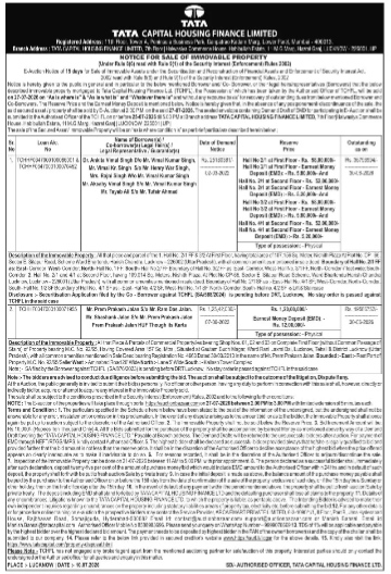 NOTICE OF SALE IF IMMOVABLE PROPERTIES