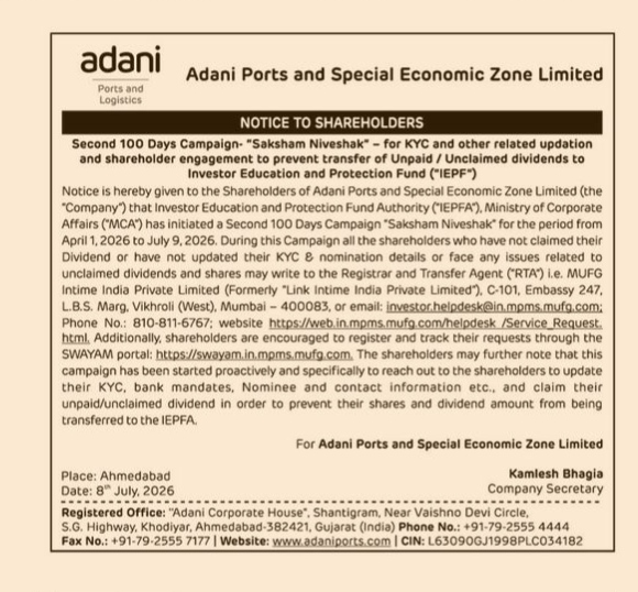 NOTICE TO SHARE HOLDERS