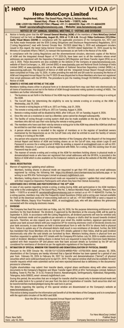NOTICE TO SHAREHOLDERS