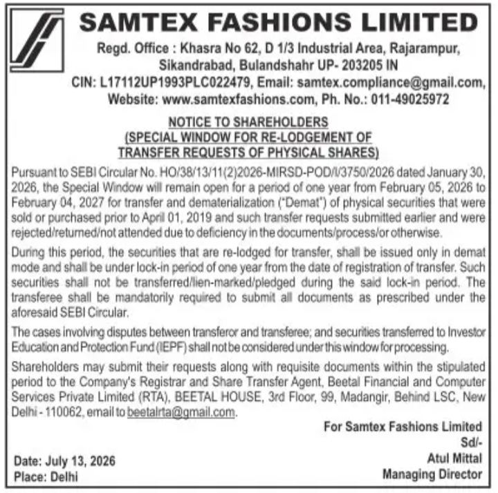 NOTICE TO SHAREHOLDERS