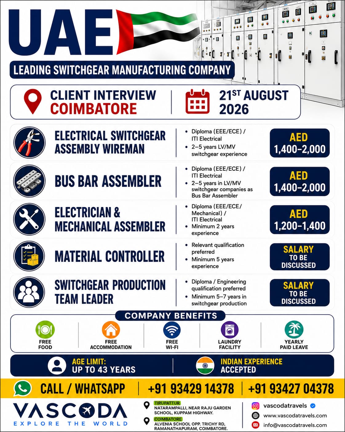 Now Hiring: Switchgear Assembly & Production Roles for UAE