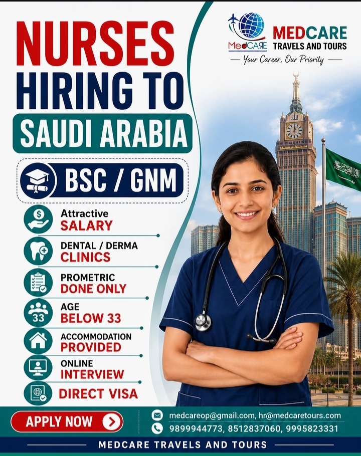 Nurse Recruitment: Saudi Arabia (BSc / GNM Required)