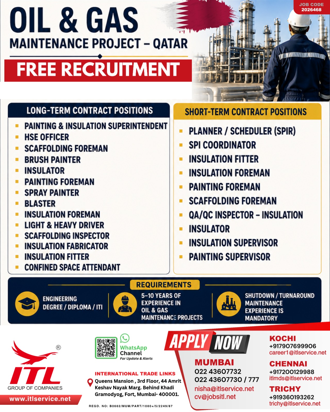 Oil & Gas Maintenance Recruitment Drive – Qatar