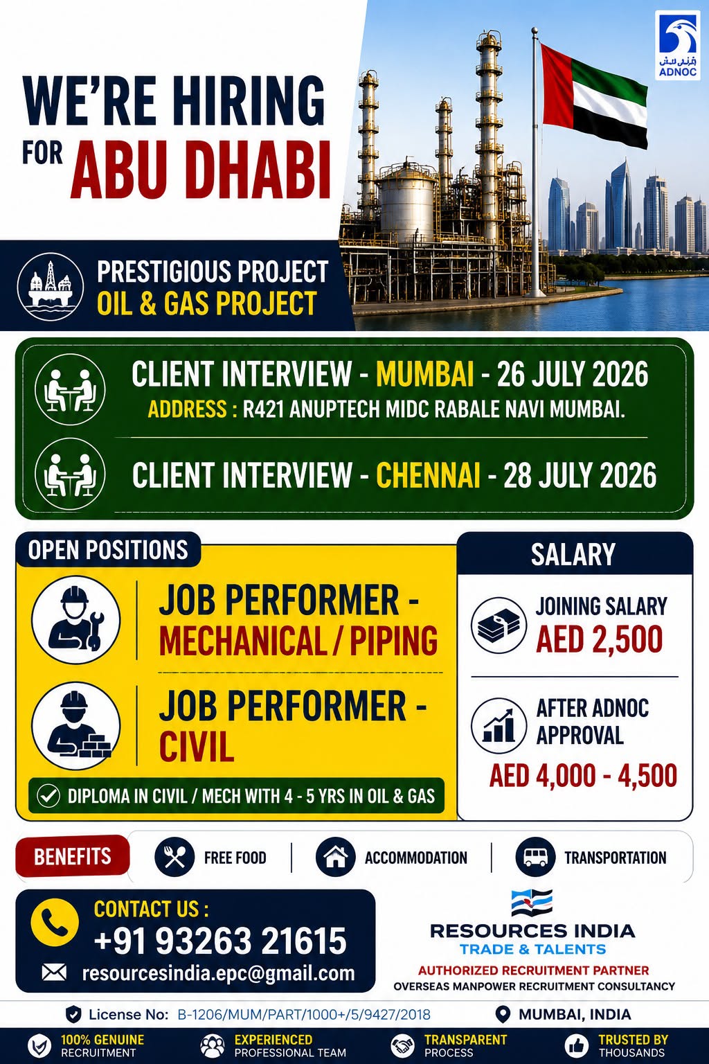 Oil & Gas Recruitment Advertisement: Job Openings in Abu Dhabi