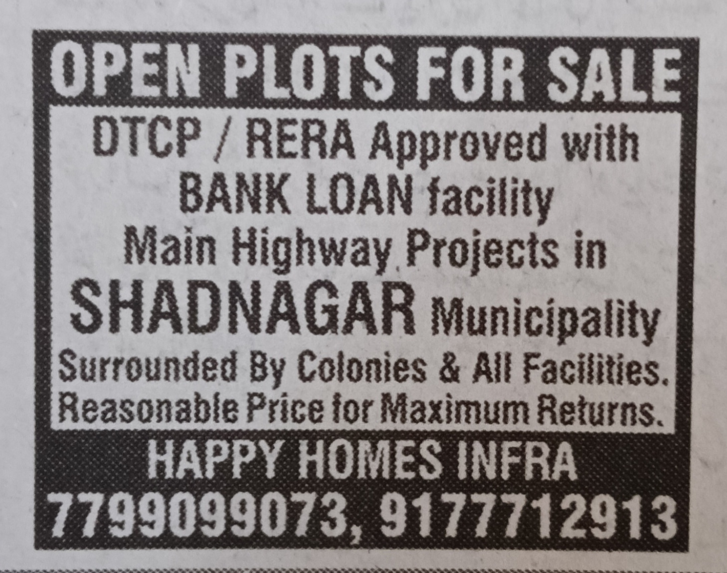 OPEN PLOT FOR SALE at Shadnagar