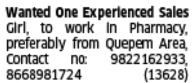 Pharmacy Sales Job Ad