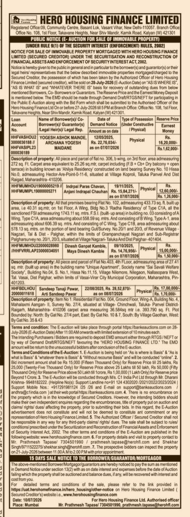 PHBLIC NOTICE OF SALE OF IMMOVABLE PROPERTIES