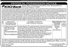PHYSICAL POSSESSION NOTICE BY ICICI BANK