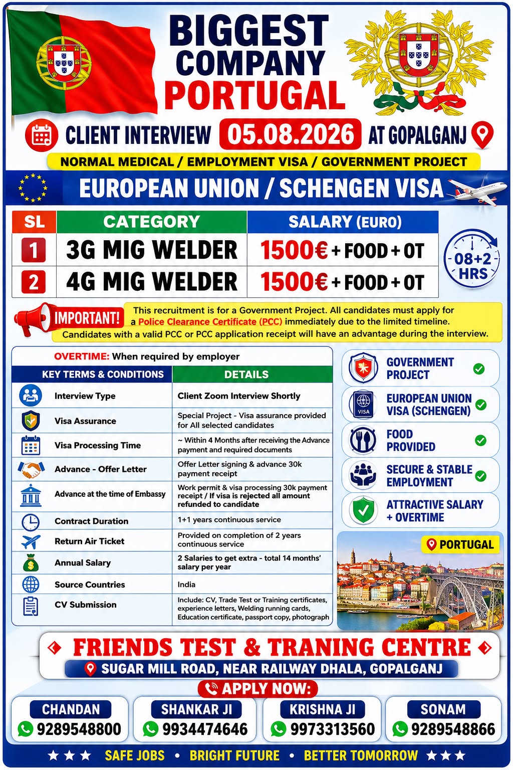 Portugal Job Recruitment for Welders (Gopalganj Client Interview)