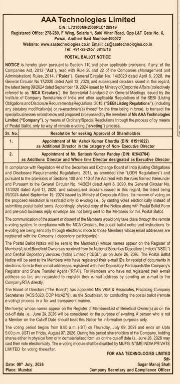 POSTAL BALLOT NOTICE