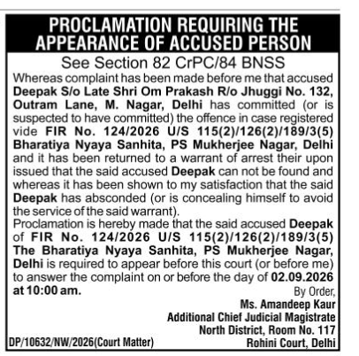 Proclamation Requiring the Appearance of Accused Person (Section 82 CrPC / 84 BNSS)