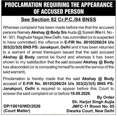 PROCLAMATION REQUIRING THE APPEARANCE OF ACCUSED PERSON.
