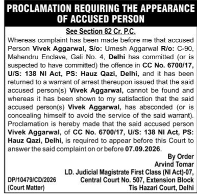Proclamation Requiring the Appearance of Accused Person
