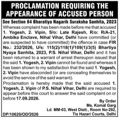 Proclamation Requiring the Appearance of Accused Person.
