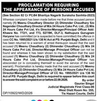 PROCLAMATION REQUIRING THE APPEARANCE OF PERSONS ACCUSED".