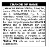Public Declaration of Name Change (Minakshi Sen)