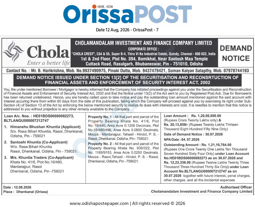 Public Demand Notice Issued Under the SARFAESI Act, 2002
