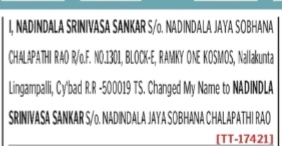 Public Notice: Change of Name