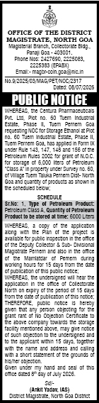 Public Notice for Grant of NOC for Petroleum Class A Storage