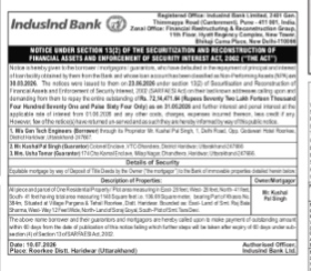 public notice for induslnd