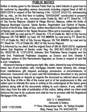 Public Notice for Lost Deed of Gift and Intention to Mortgage Property