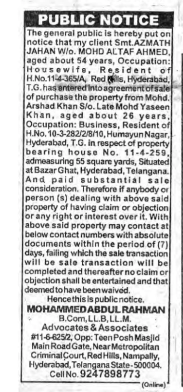 Public Notice for Property Purchase Agreement