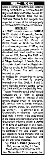 Public Notice for Property Purchase