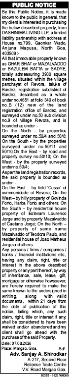 Public Notice for Property Purchase.