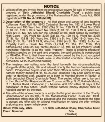 Public Notice for Property Sale by Charitable Trust