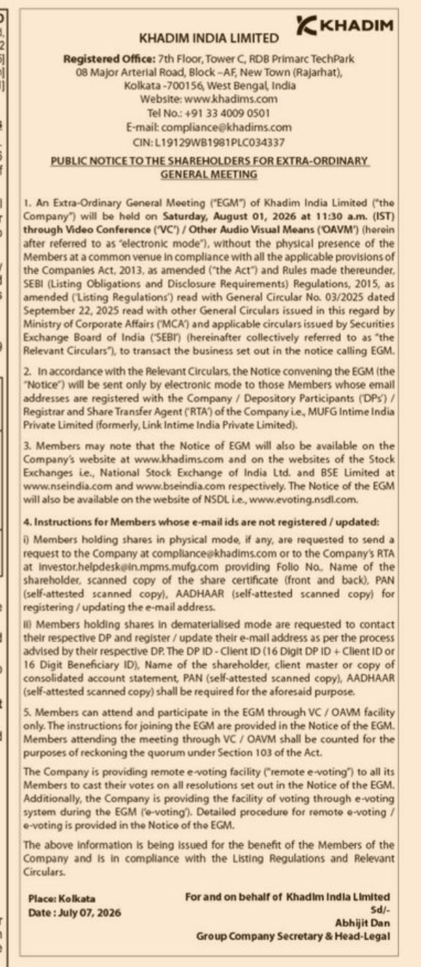 PUBLIC NOTICE FOR SHAREHOLDERS