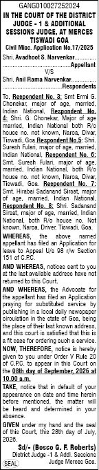 Public Notice for Substituted Service of Summons / Notice issued by a civil court.