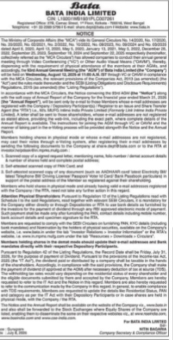 PUBLIC NOTICE FROM BATA INDIA LIMITED