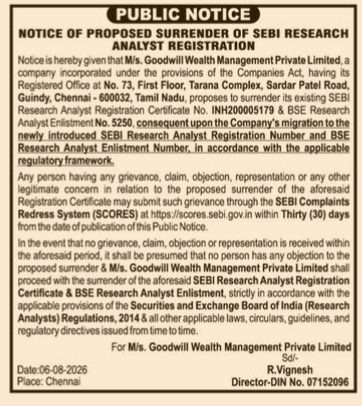 Public Notice: Goodwill Wealth Management