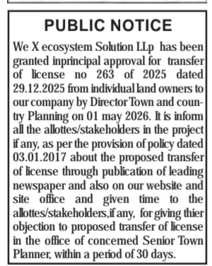 Public Notice: In-Principle Approval for Transfer of License No. 263 of 2025 to X Ecosystem Solution LLP