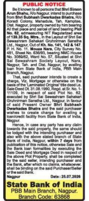 Public Notice: Intention to Purchase Property