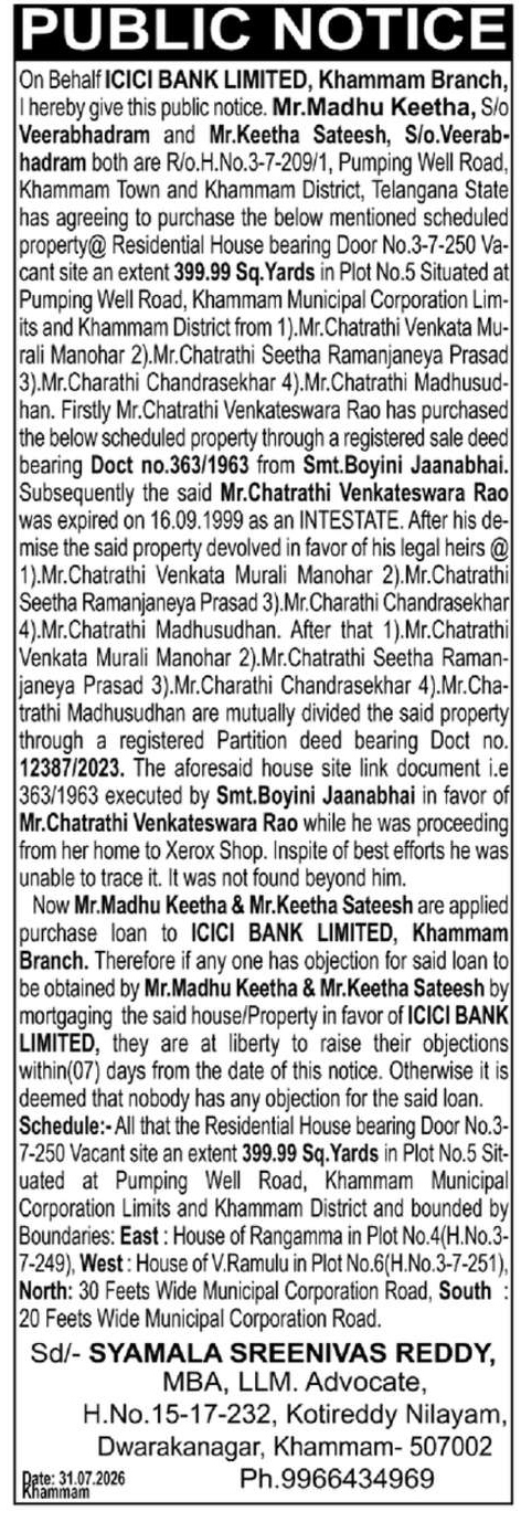 Public Notice: Missing Property Document and Intent to Mortgage