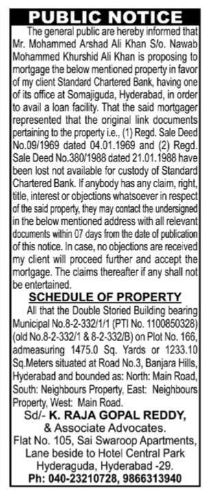 Public Notice: Missing Property Documents & Mortgage Intention