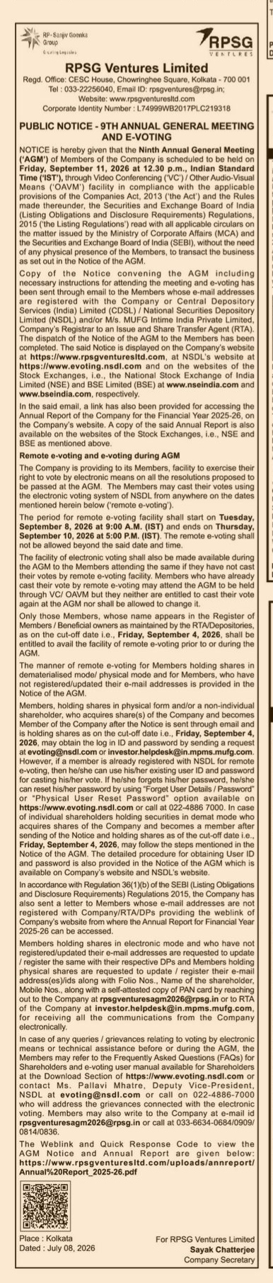 Public notice of 9 annual general meeting