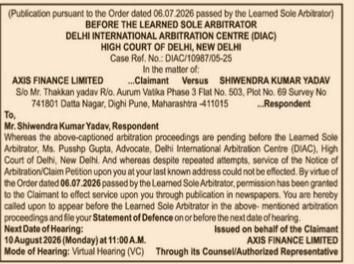 Public Notice of Arbitration Proceedings