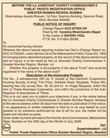 Public Notice of Inquiry: Change Report ACC-II/7022/24