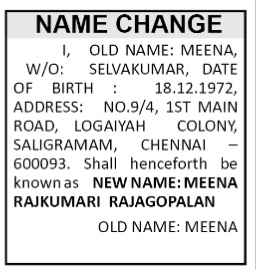 Public Notice of Name Change- meena