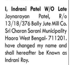 Public Notice of Name Change.