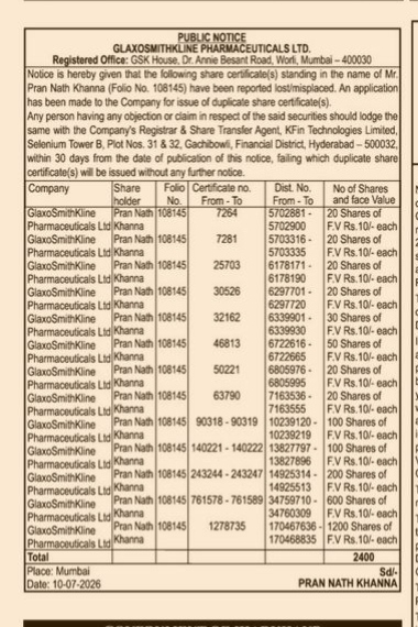 PUBLIC NOTICE PHARMACEUTICAL