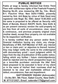 Public Notice: Property Encumbrance and Sale Intention