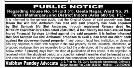 Public Notice: Property Loan Clearance and Objection Request