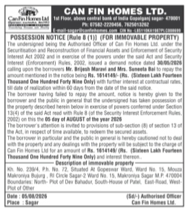 Public Notice: Property Possession of Mr. Brijesh Maravi & Mrs. Suneeta Bai