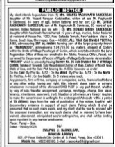 PUBLIC NOTICE- PROPERTY TRANSACTION IN GOA