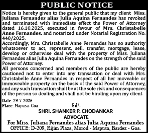 PUBLIC NOTICE: REVOCATION OF POWER OF ATTORNEY