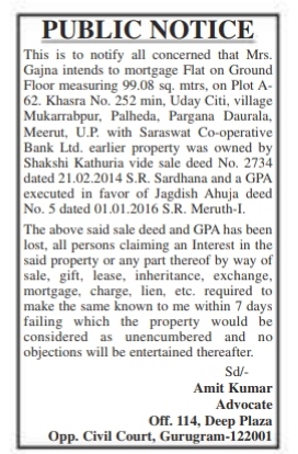 PUBLIC NOTICE STATES THAT MORTGAGE
