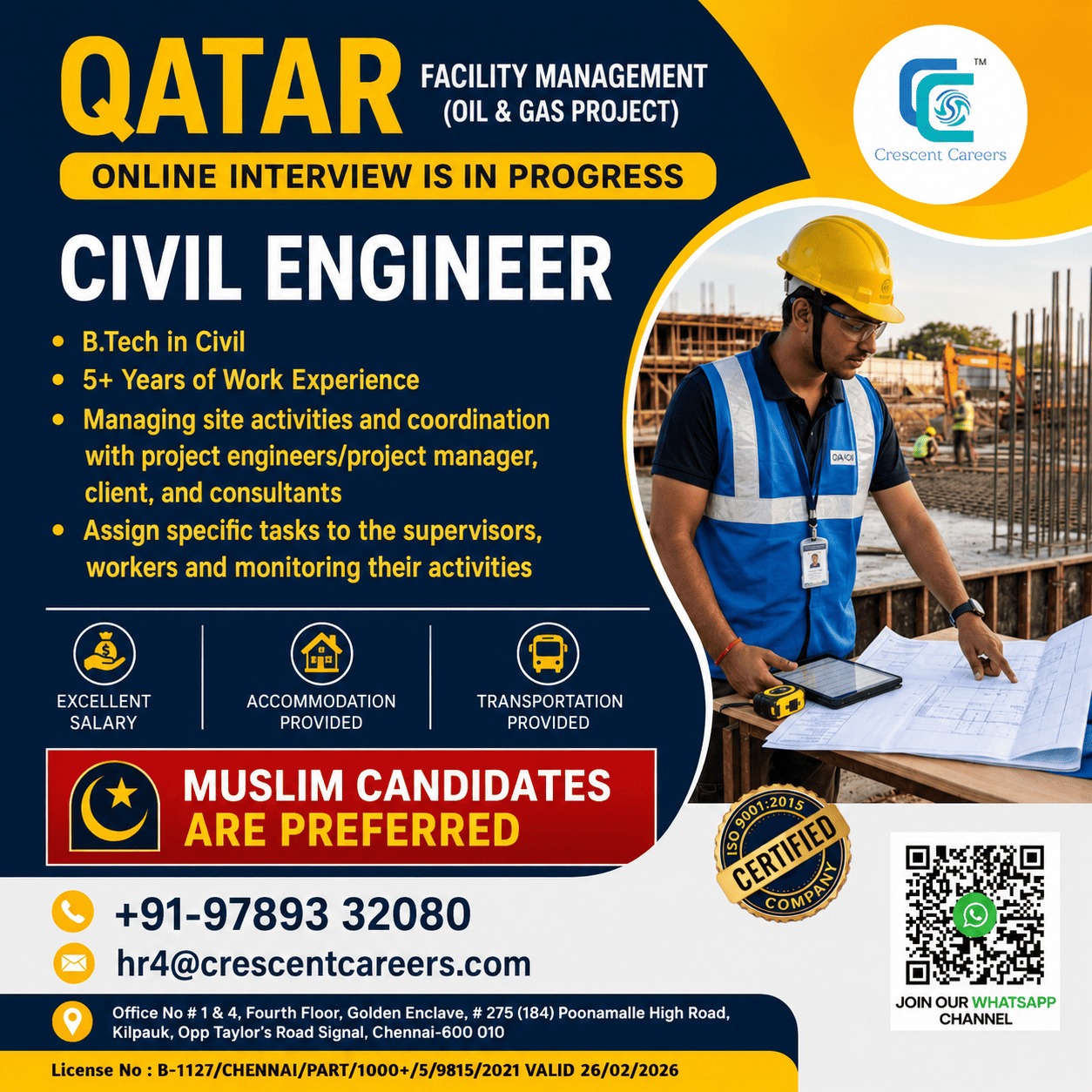 Qatar Oil & Gas Project: Civil Engineer Recruitment